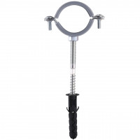 Хомут в зборi CR 1 1/4″ (42-47мм) з гвинтом-шурупом 8*80 та дюбелем в уп., сірий (000007348)