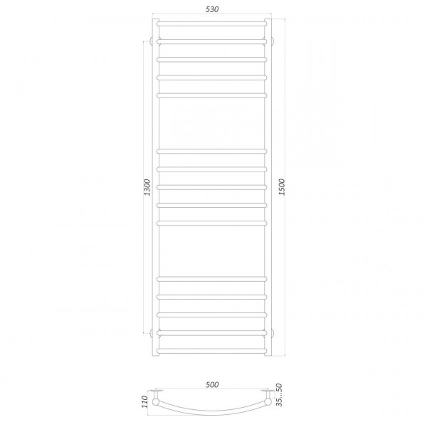 Рушникосушарка UNIO LDE W 1500-500-15 Драбинка Дуга Еліт вода (000021427)